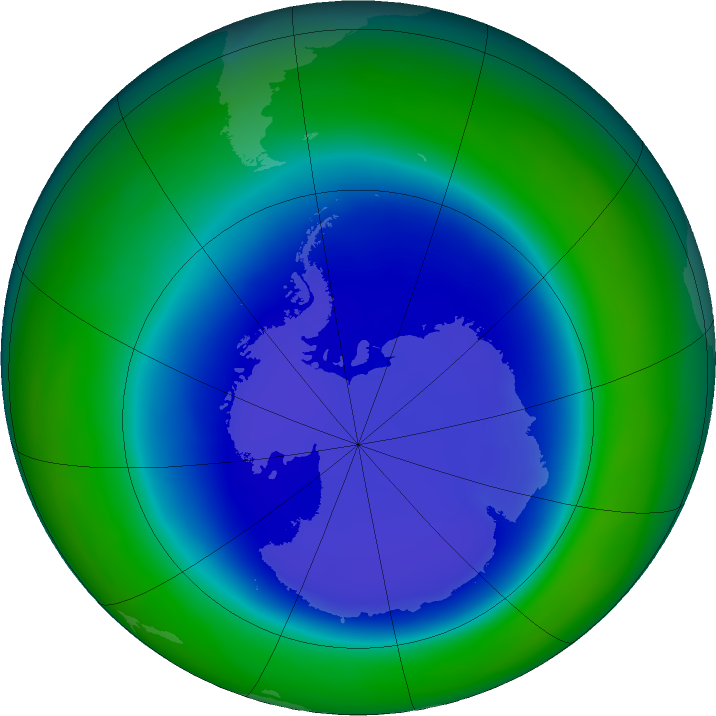 Antarctic ozone map for September 2015